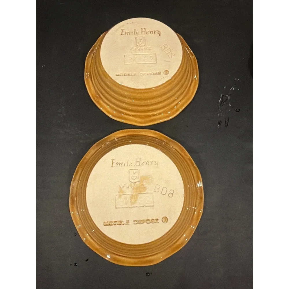 Vtg Emile Henry Mini Pie Tartlet Dish Set‎ Of 5 31-62 Brown Modele Depose France